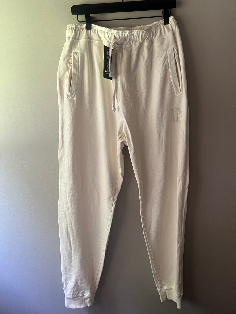 Men's Off-White Drawstring Joggers with Elastic Waist